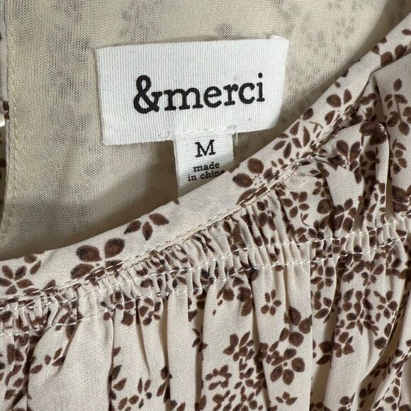 NWOT &Merci Floral Ruffle Blouse Womens Size Medium - Picture 8 of 8